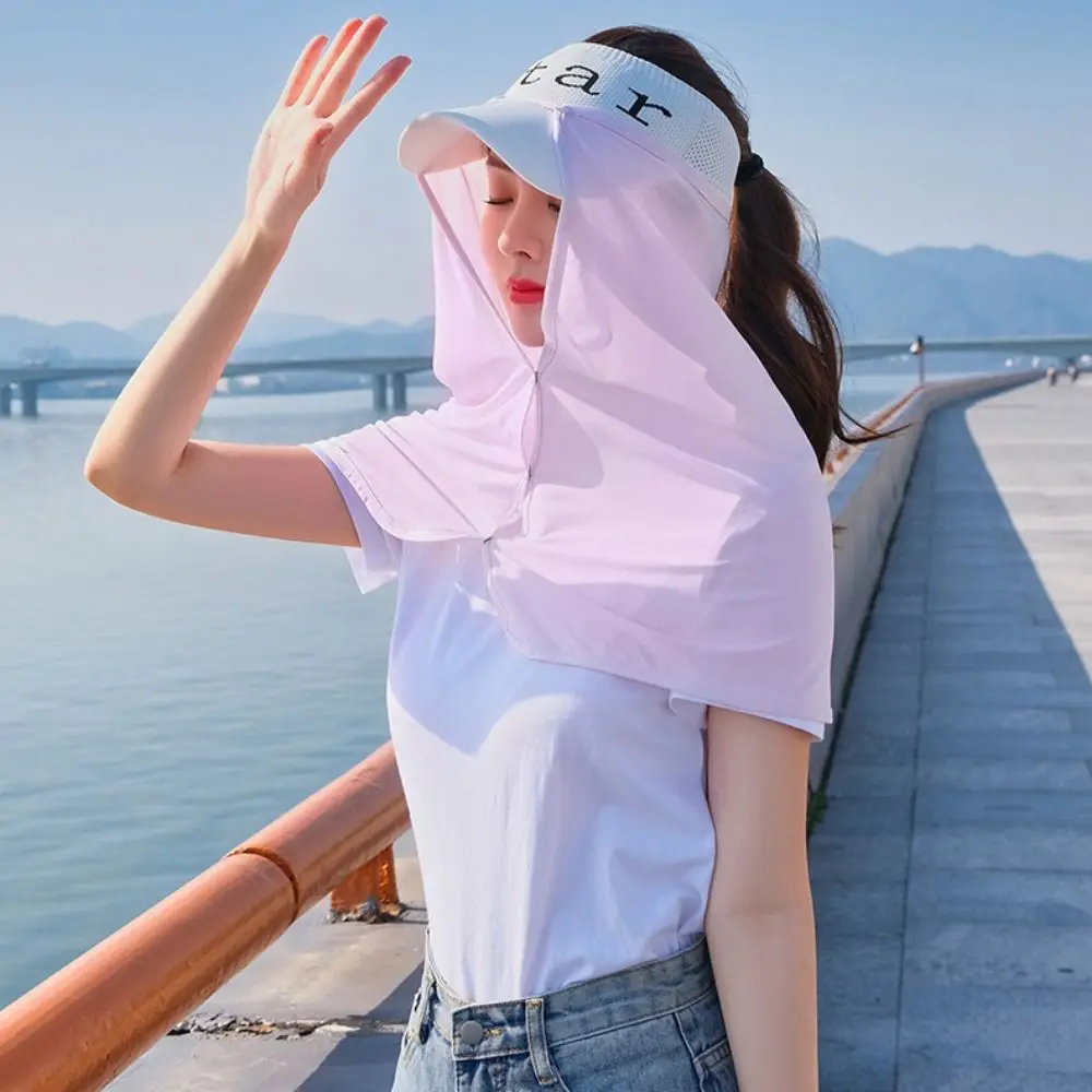 Adjustable Solid Color Ice Silk Sunscreen Mask Shawl Scarves Cycling Scarf Quick Drying Neck Protector Face Veil Summer