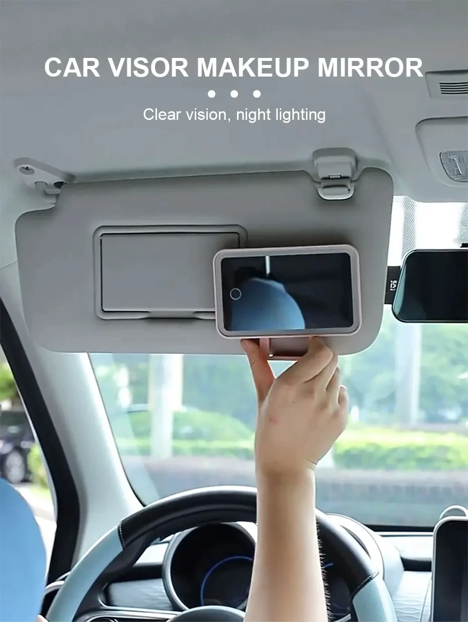 Miroirs intérieurs de voiture, plaque pare-soleil, miroir de maquillage LED pour filles et femmes, lumière de remplissage Rechargeable, miroir de vanité universel