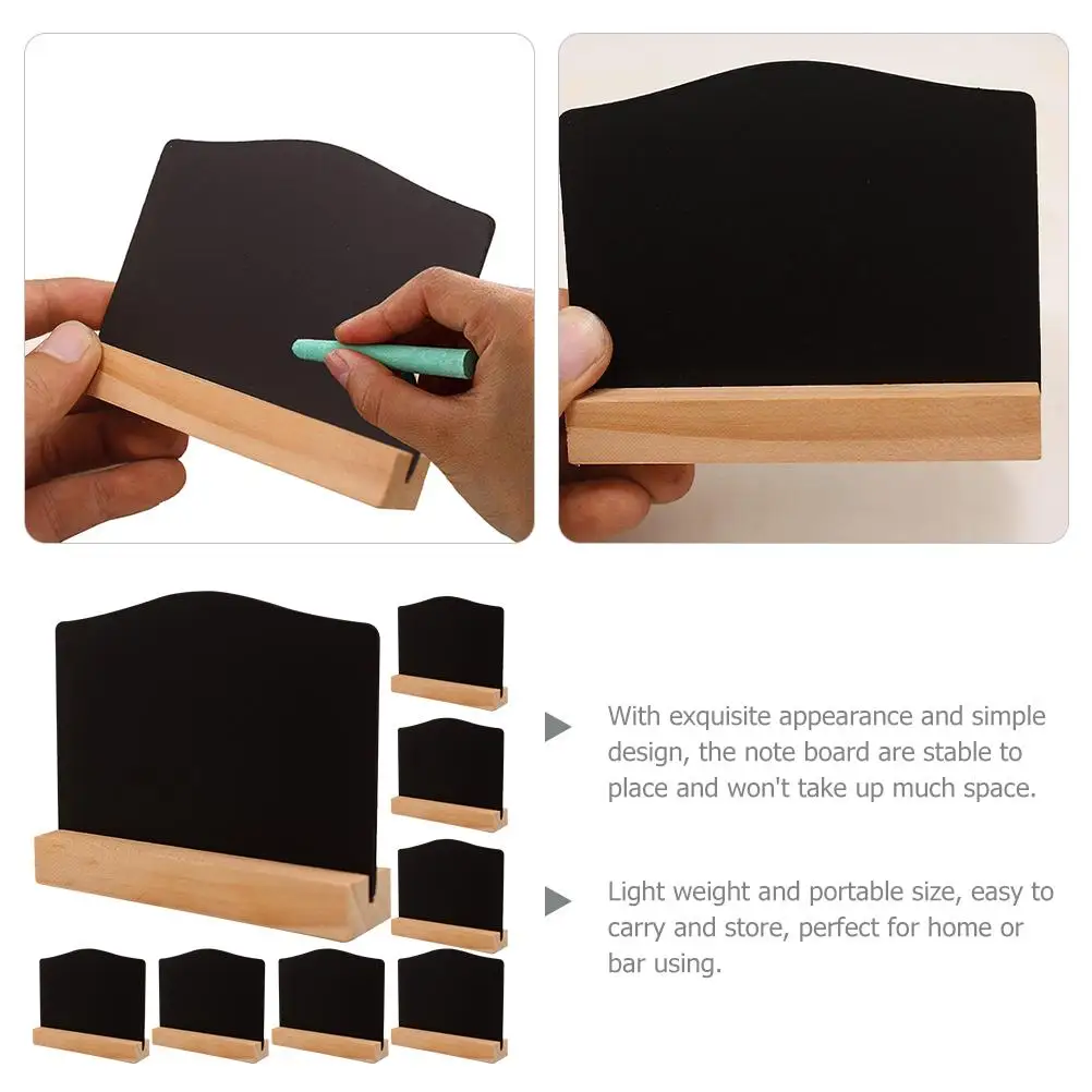 8pcs Double sided Wooden Home Hotel Bar Decor Small Arch Shape Desk Easel Message Board Chalkboard Sign Mini Table