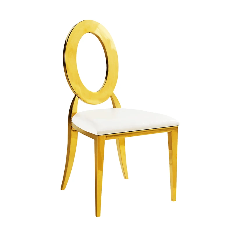 #¥Luxury Metal Hotel Chair with Oval Backrest Stackable Iron Wedding Banquet Chairs for Outdoor