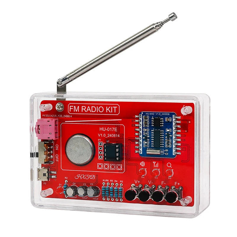 HU-017E DIY Radio Kit with RDA5807 Noise Cancelling Radio Module 87-108MHz FM Receiver Circuit Board Electronics Components Sold