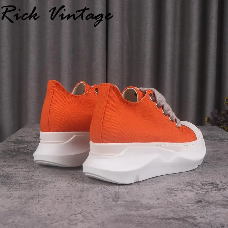 Rick Vintage buty główna ulica dla mężczyzn moda nowa platforma trampki kobiety oryginalne buty designerski płócienny grube sznurowadła Sneaker