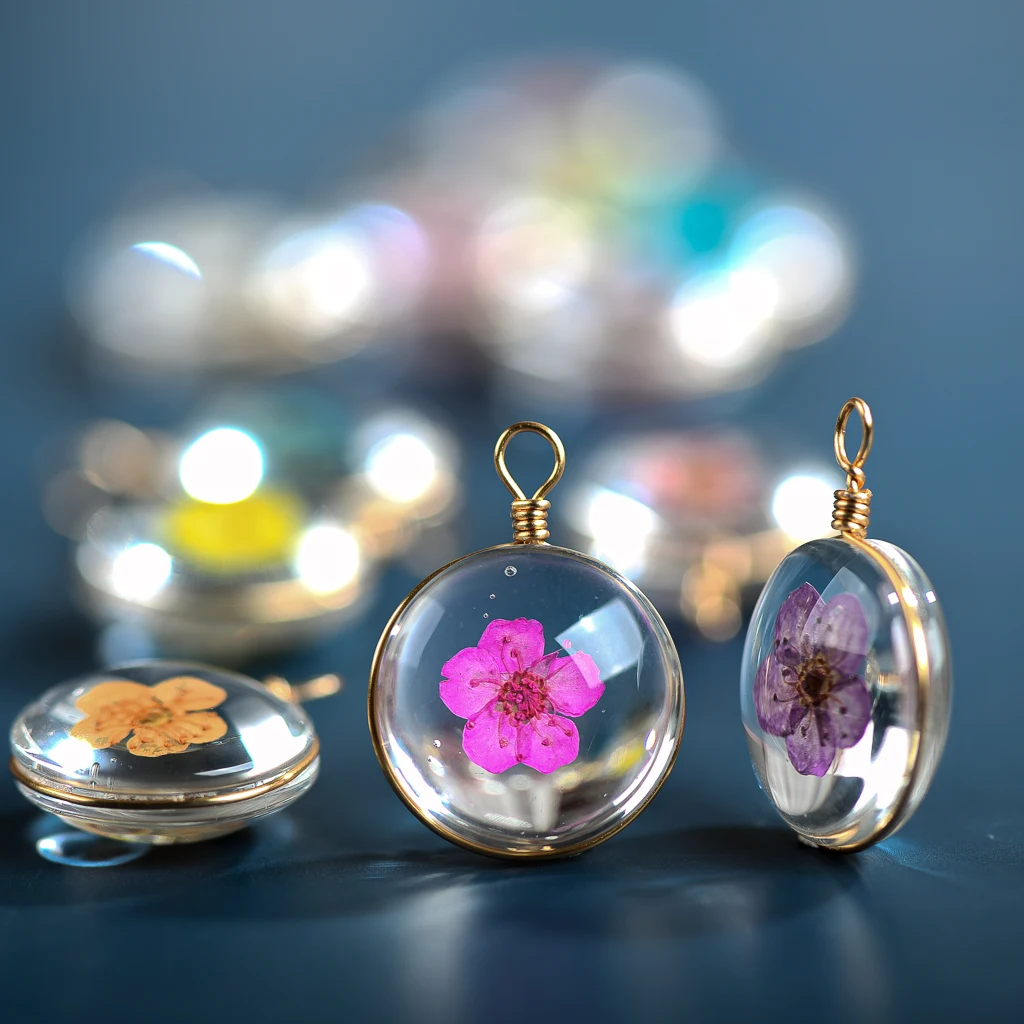 18# en Iron Wire Glass Bead Ball And Flowers Pendant For DIY Earrings Bracelet Choker Necklace Jewelry Making Beads XN594