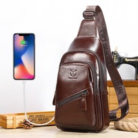 BULLCAPTAIN Large-capacity genuine leather men's shoulder slung chest bag tablet computer mobile phone bag