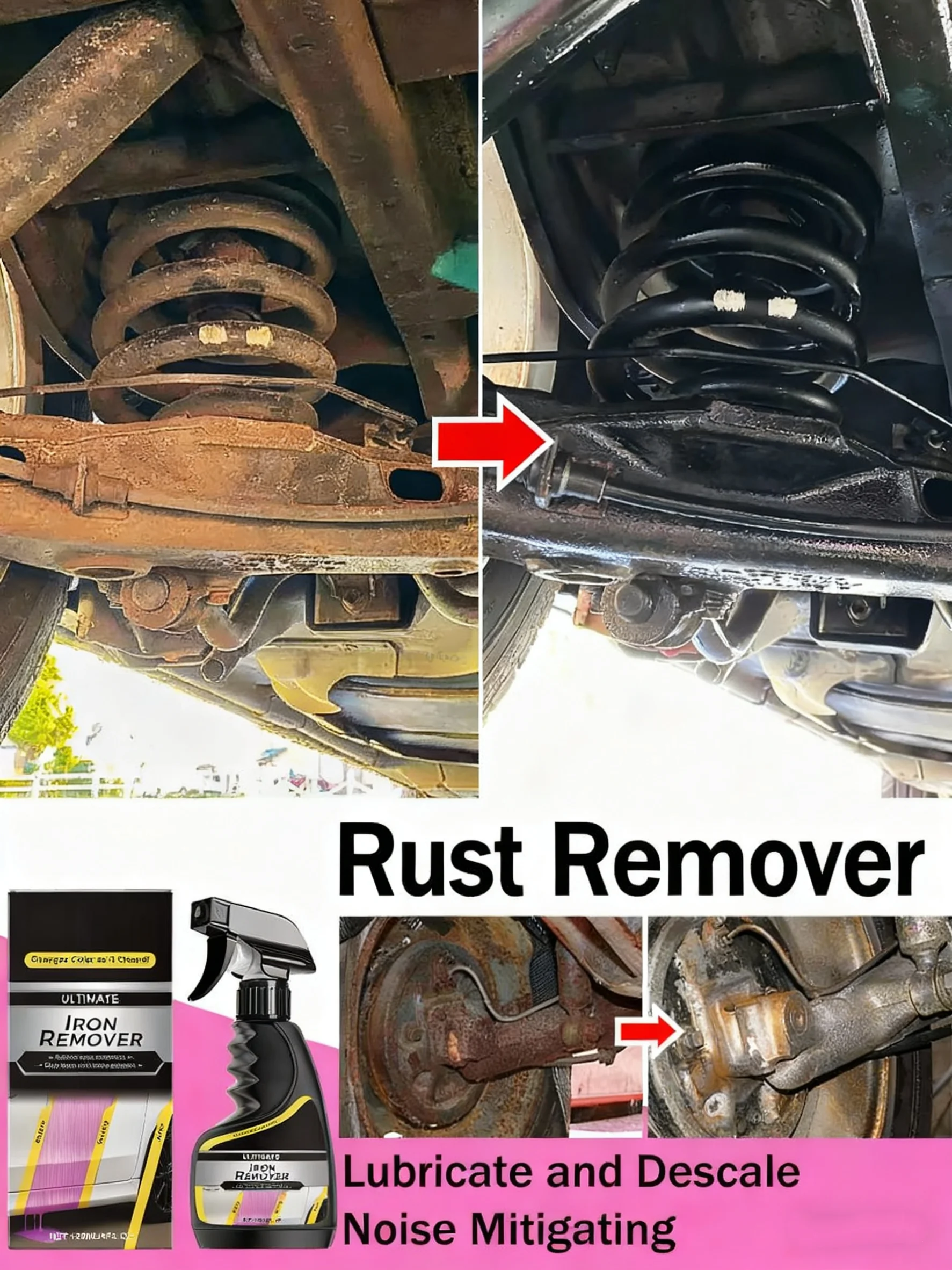 

Car Rust Solvent, Car Wheel Hub Care, Rapid Removal Agent, Automotive Exhaust Pipe, Unlocking Spray, Clean, Metal, Iron, Stains