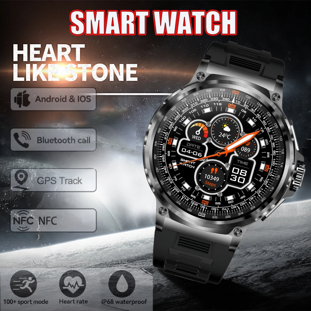 

GEJIAN 2025 Men Smart Watch 1.85-inch HD Screen Heart Rate Blood Oxygen Monitor Bluetooth call 710mAH Large Battery Smart Watch