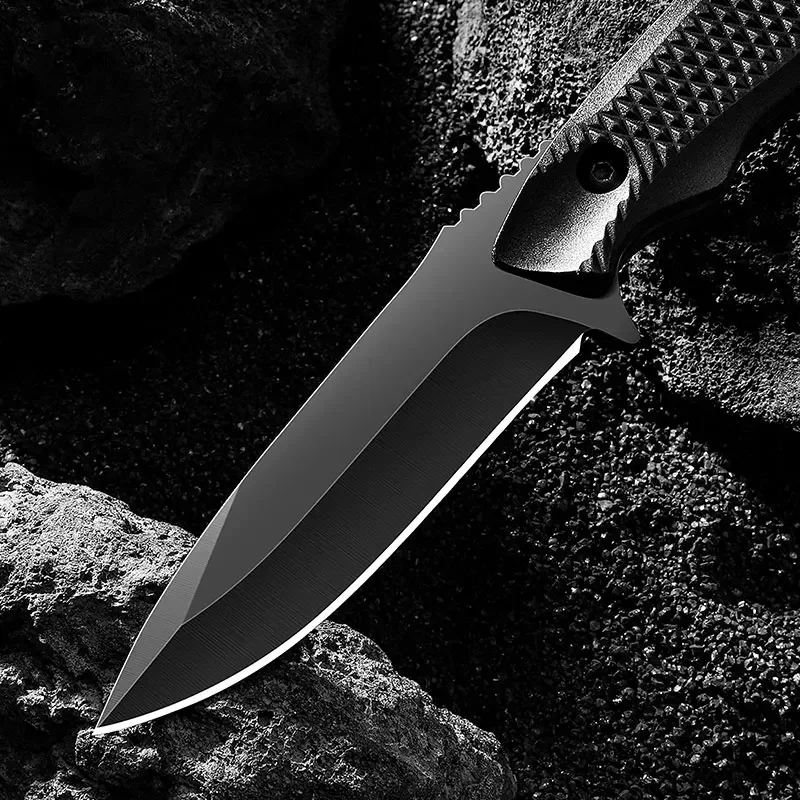 Outdoor Tactical Hunting Straight Knife EDC Portable Strap Jacket Self Defense Survival Camping BBQ Tool Knife Adventure Hiking