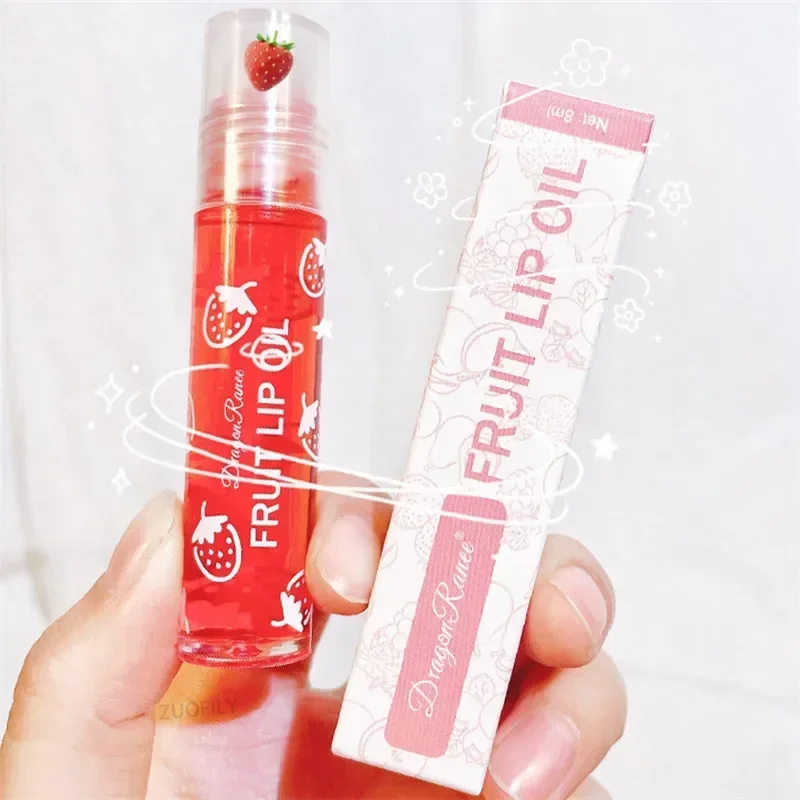 Fruit Lip Gloss Transparent Lip Oil Moisturizing Reducing Lip Lines Nourishes Waterproof Long-lasting Liquid Cosmetics