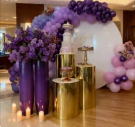 

3pcs/set)Luxury Event Circle Decoration Frame gold plinth pedestal Stand For Wedding Black Round Backdrop Wall qq55