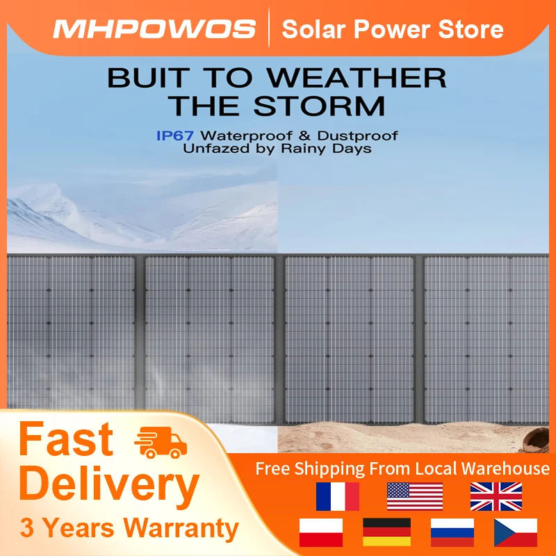 لوحة شمسية محمولة MHPOWOS بقدرة 400 وات لمحطات الطاقة وحقيبة يد شمسية قابلة للطي مع مسند لمولدات الطاقة الشمسية والمركبات الترفيهية والتخييم #1