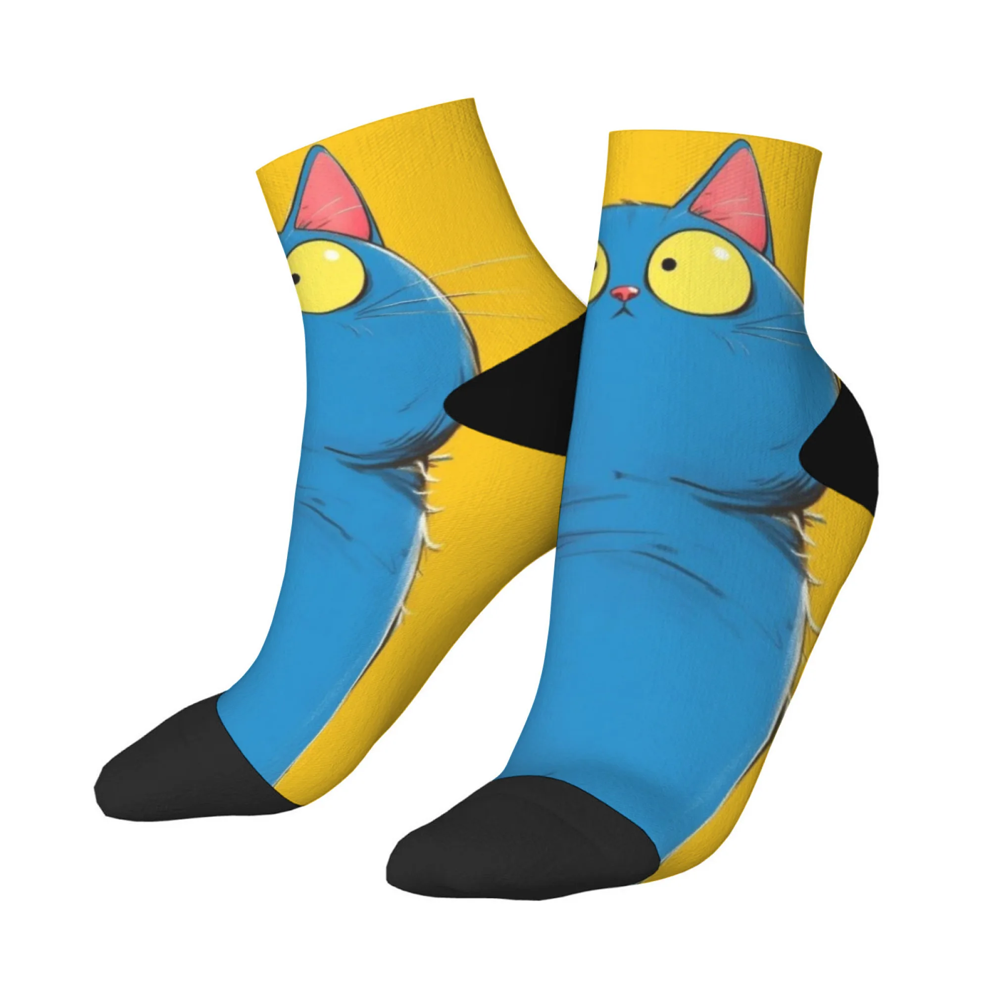

Blue Cat Short Socks Polyester Blend Comfortable Casual Socks for Women Men Unisex Soft Breathable Lightweight Fashionable