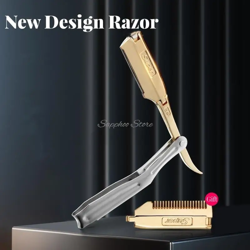 Anti-scratch Safety Shaving Razor Retro Men\'s Manual Knife Holder Changing Blade Barber Tools For Men Gift With 20 Blades