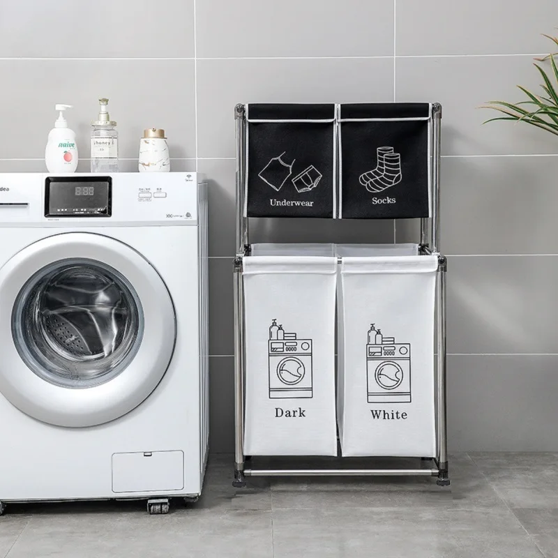 

Laundry Hamper 2 Tier Laundry Sorter with 4 Removable Bags for Organizing Clothes, Laundry, Lights, Darks