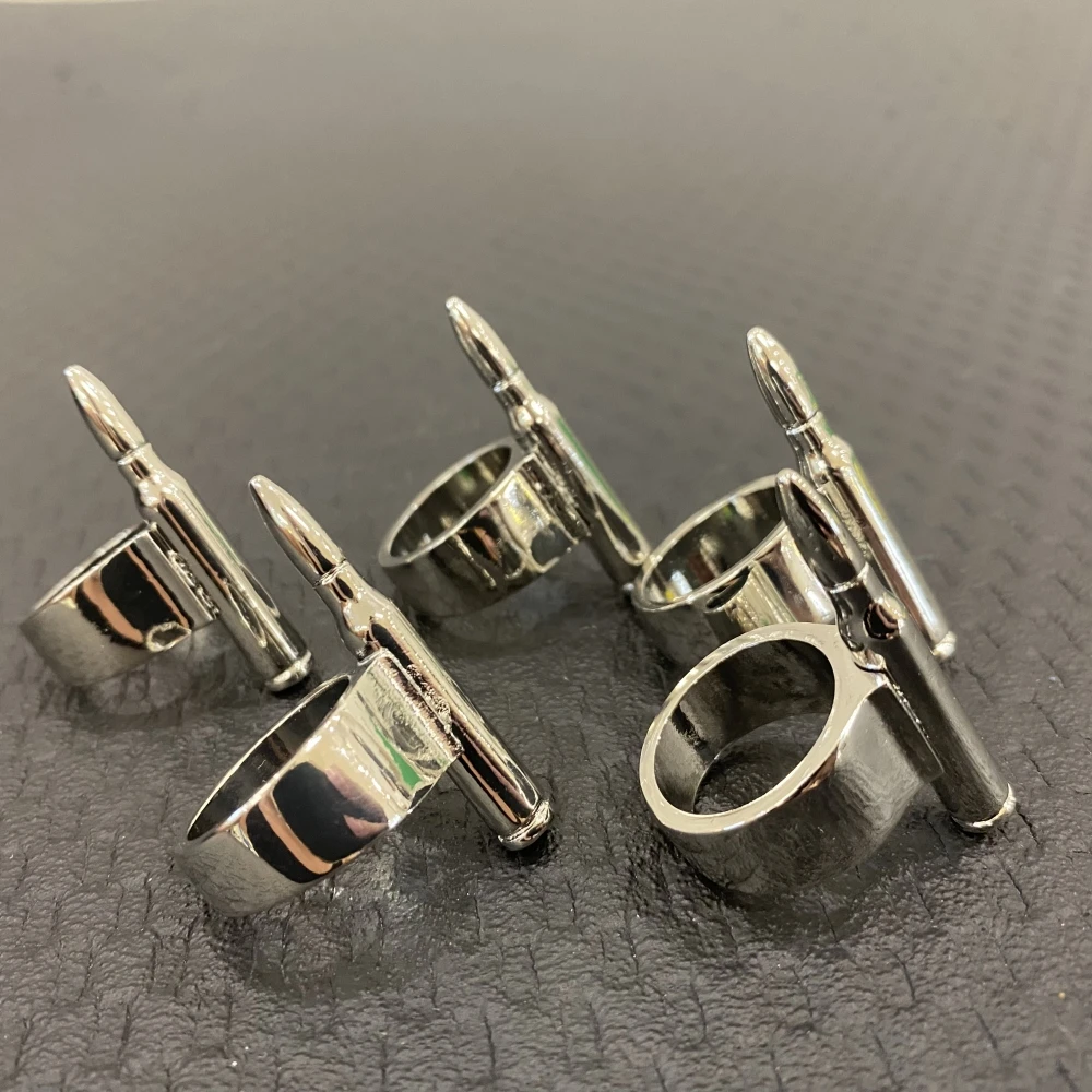 Gothic Punk Hip Hop Rings Metal silvery Bullet Finger Fashion Charm Ring Vintage For Women Men Jewelry Bague Gift