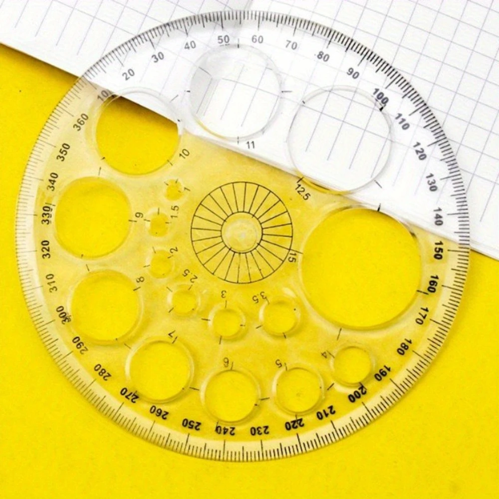 360 °   Full Circle Protractor with Rotating Compass, 11.56cm Transparent Blue Drawing Template Ruler for Sewing & Design