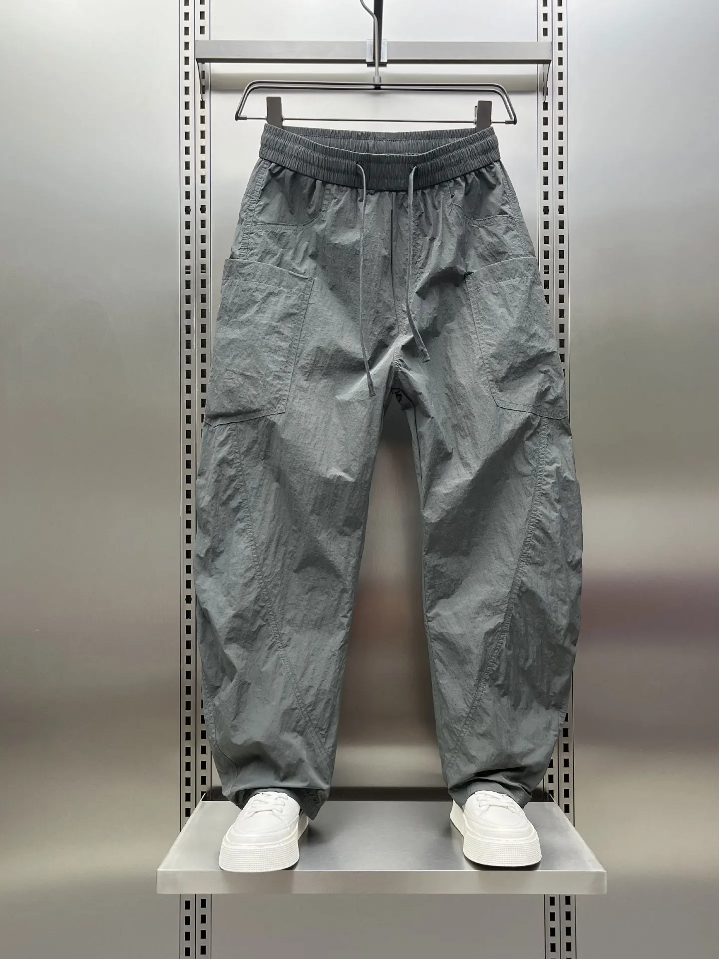 

Summer Trendy Me Splice Casual Pants Men's Loose Wide Leg Straight Cut Youthful Haome Bend Knife Pants Breathable Comfor...