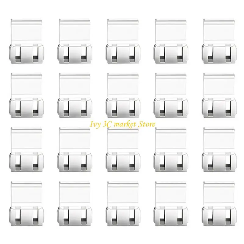 D7YC 20Pcs Candy Colored Clear Push on Clips Plastic Paper Clip Documents Organiser Clips for Home Office School Supplies