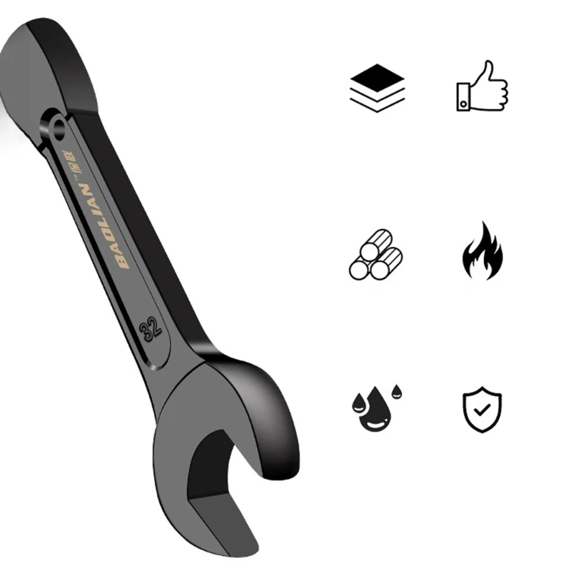 Open Ended Wrench Multifunctional Universal High Carbon Steel Wrench Manual Hardware Grip Tool 24/27/30/32/34/36/38mm