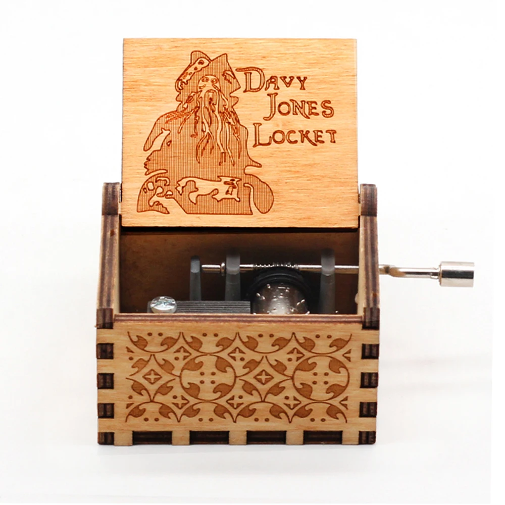 Wooden Anime Figure Music Box Pirates Of The Carib Davy Jones Jack Sparrow Creative Birthday Christmas Day Gift