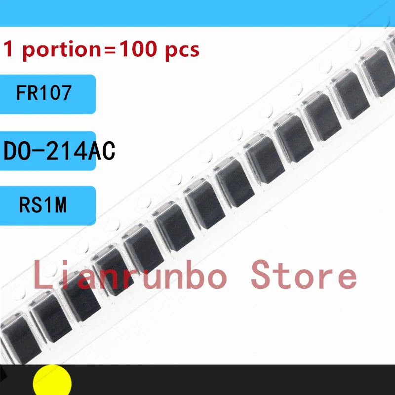 100PCS/Lot  diode FR107 RS1M A SMA 1A 1000V