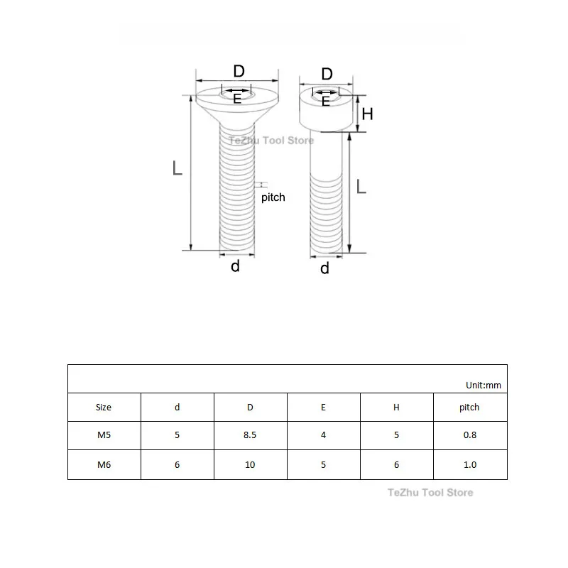 1Pcs TC4 Titanium Alloy Bolt M5 M6x15/16/18/20mm Seatpost Overhead Brake Allen Key Screw For Bike Pipe Clamp Screw