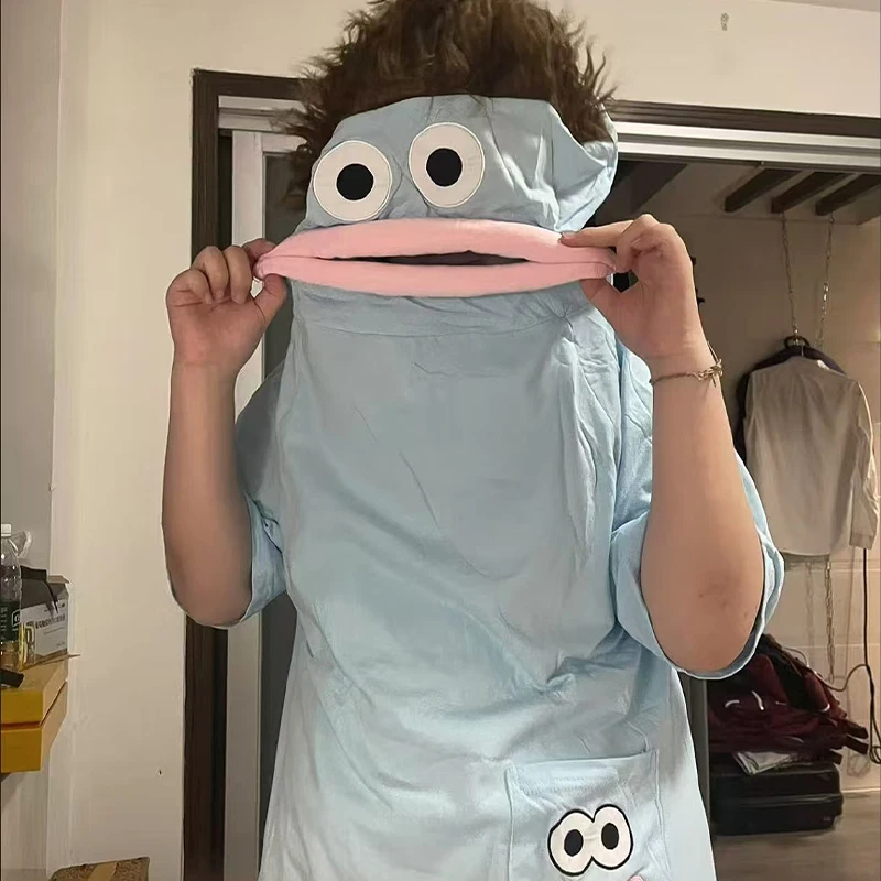 Big Mouth Monster Bodysuit Summer Child Ugly Fish Sleepwear Parent-Child Matching Outfits Wacky Cotton Homewear Festival Gift
