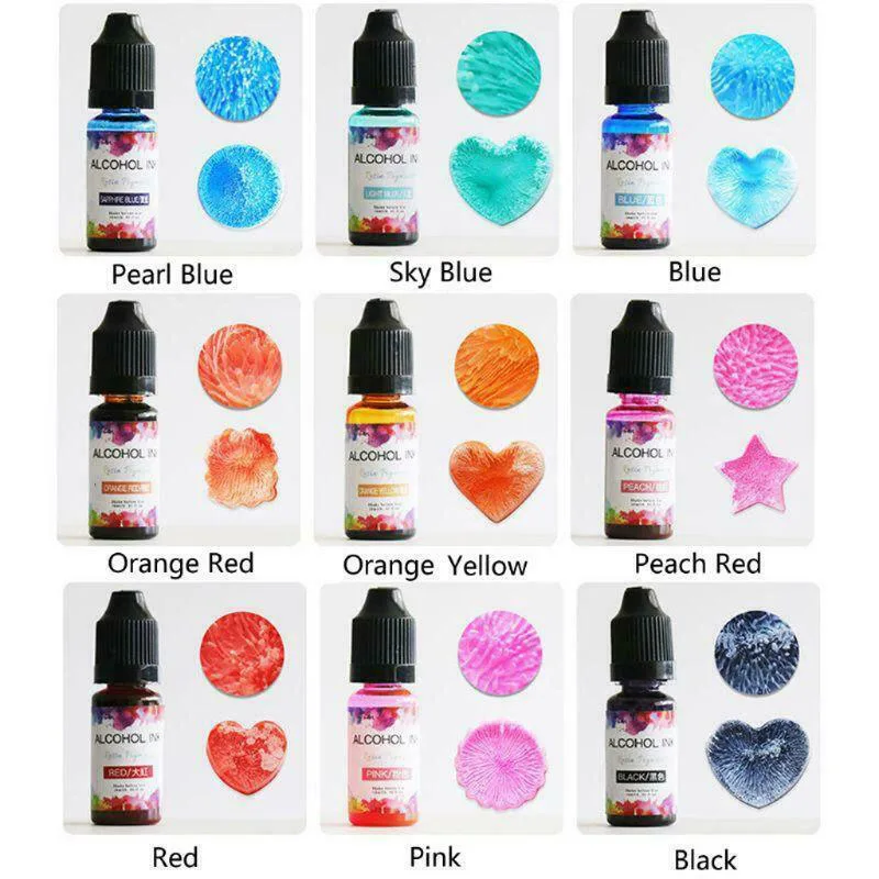 New 14 color Alcohol Ink Diffusion Resin Pigment Kit Liquid Colorant Dye Art DIY