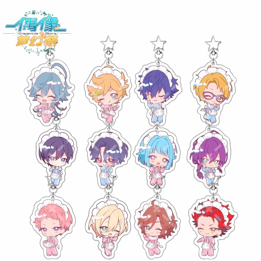 Anime Ensemble Stars Maid Apron Q Version Acrylic Keychain Hokuto Hidaka Star Clasp Pendant Desktop Ornament Collectible FanGift