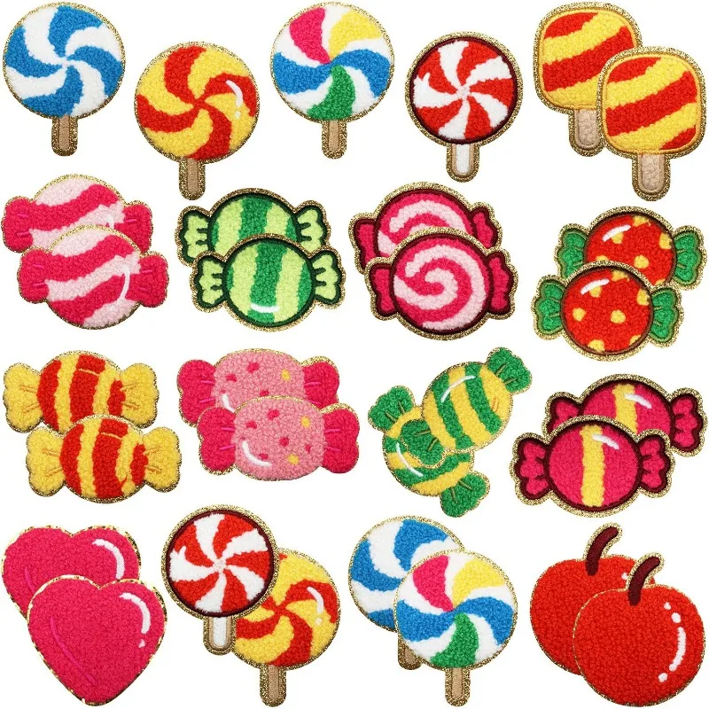 Nouvelles patchs brodés thermocollants pour enfants, style dessin animé, motif bonbons délicieux, pour vêtements, jeans, t-shirts, chapeaux, sacs, DIY