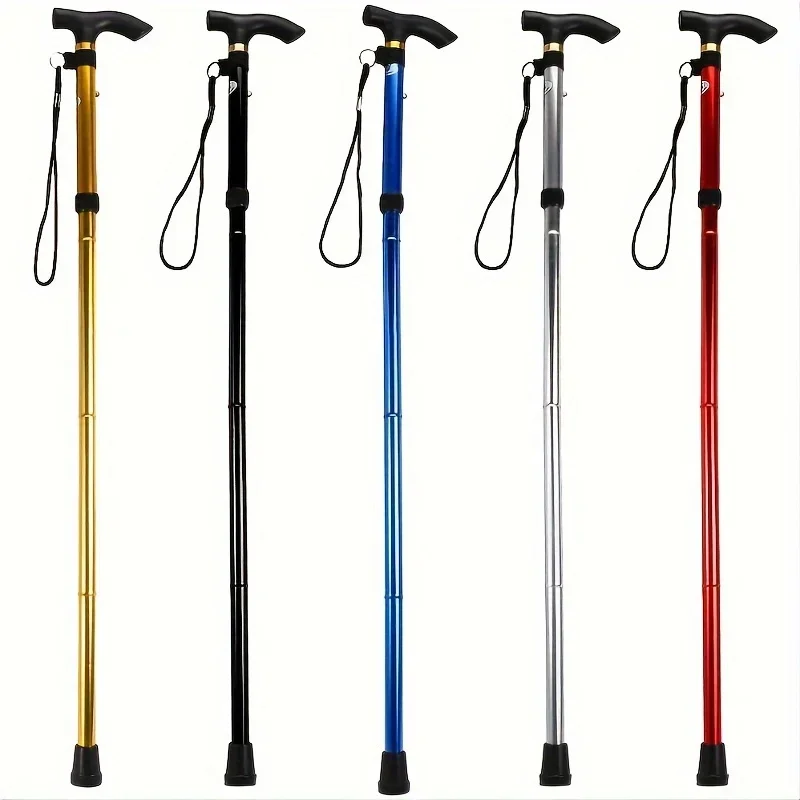 Lightweight Foldable Walking Stick With Rubber Tip And Adjustable Height - Perfect  Hiking, Trekking, And Travel