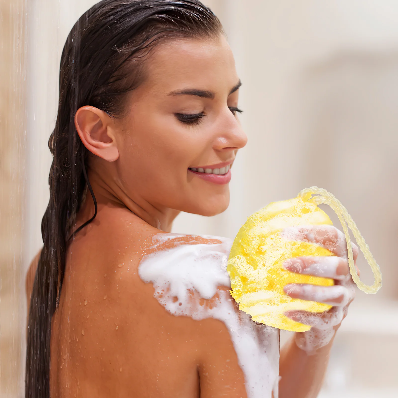 

5Pcs Bath Sponge Colorful Hanging Loop High Absorbency Shower Scrubber Exfoliating Body Wash Sponge Body Scrubber