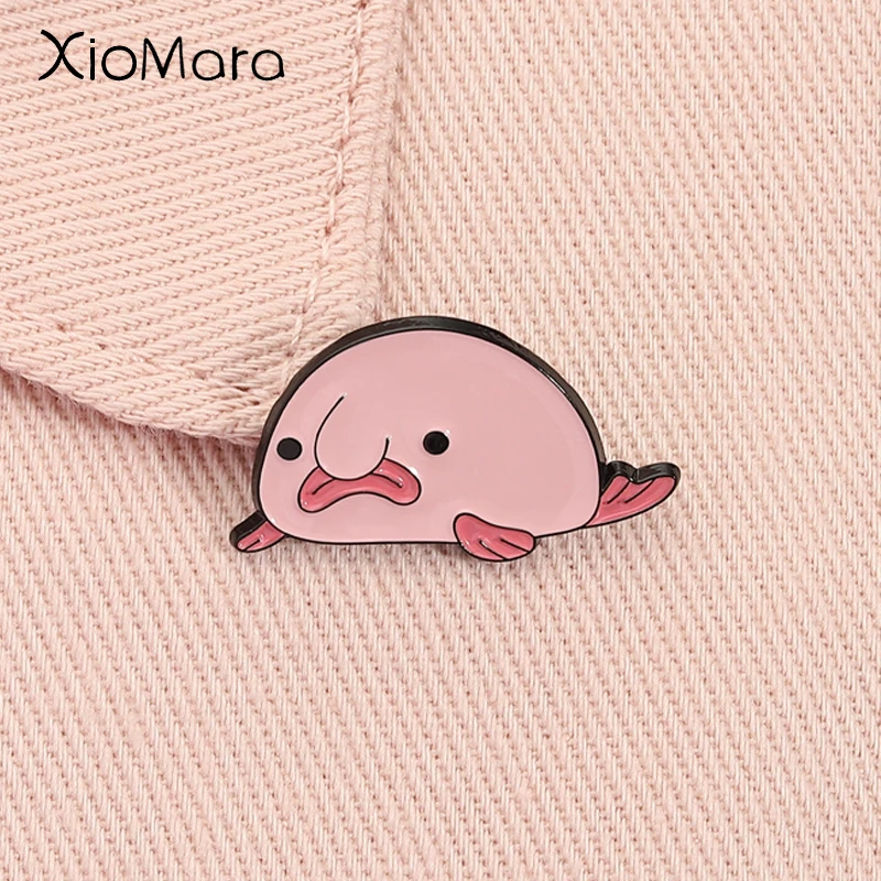 

Cartoon Pink Fish Blobfish Enamel Pin Cute Kawaii Weird Animal Brooch Lapel Backpack Badge Fashion Jewelry Gift for Friends