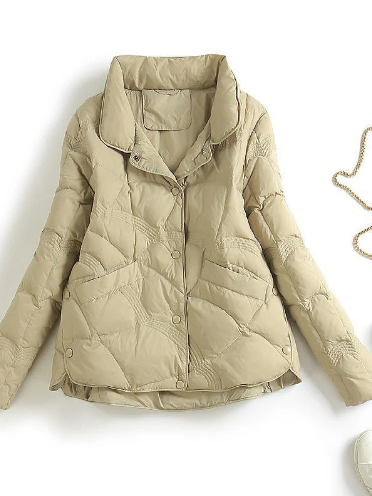 2023 Autumn Winter Women Parka Short Jacket Coat Small Cotton Clothing New Warm Stand Collar