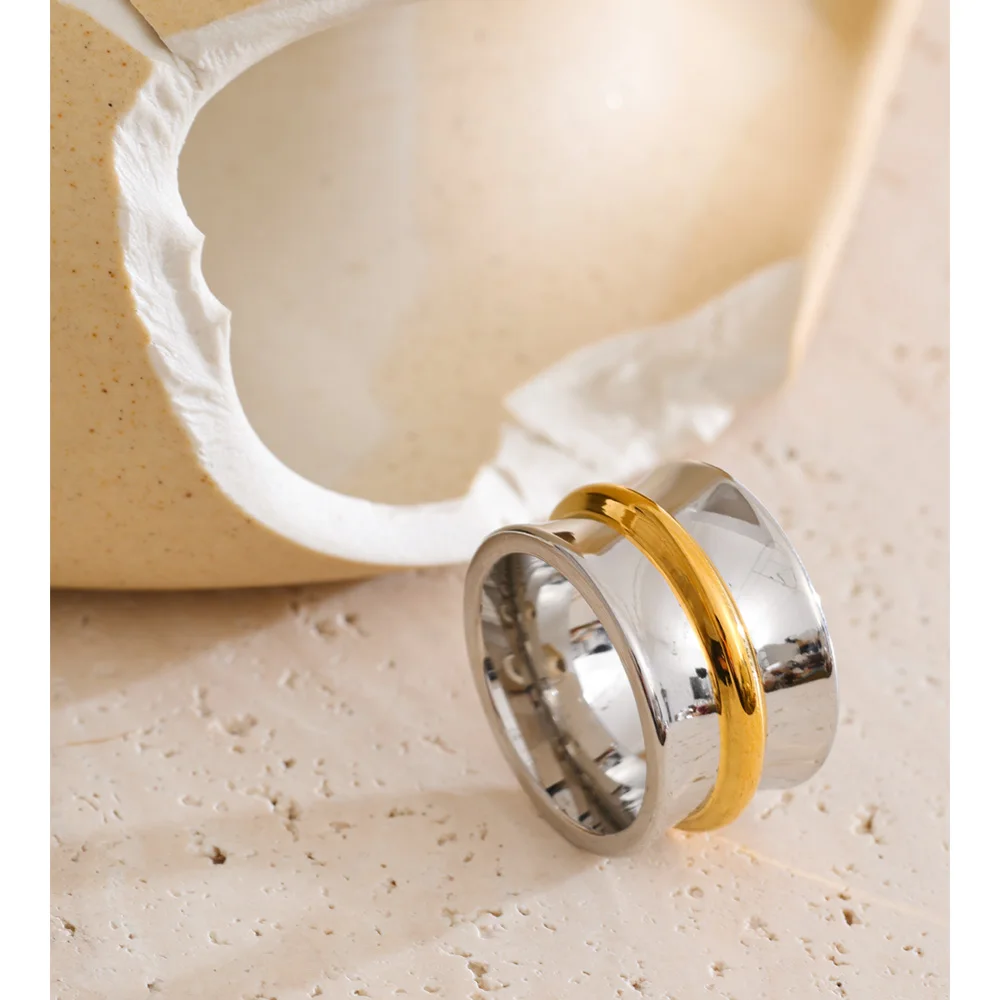 Yhpup Size 678 Stainless Steel Wide Minimalist Ring Rust Proof Metal Distinctive Finger Jewelry High Quality New Accessories