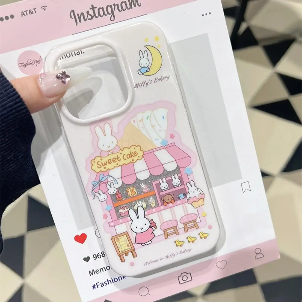 Miffy Rabbit Style Hollowed Out Glitter Rabbit Dessert Store Is Suitable for Iphone16 15 14 13Promax Series Phone Cases