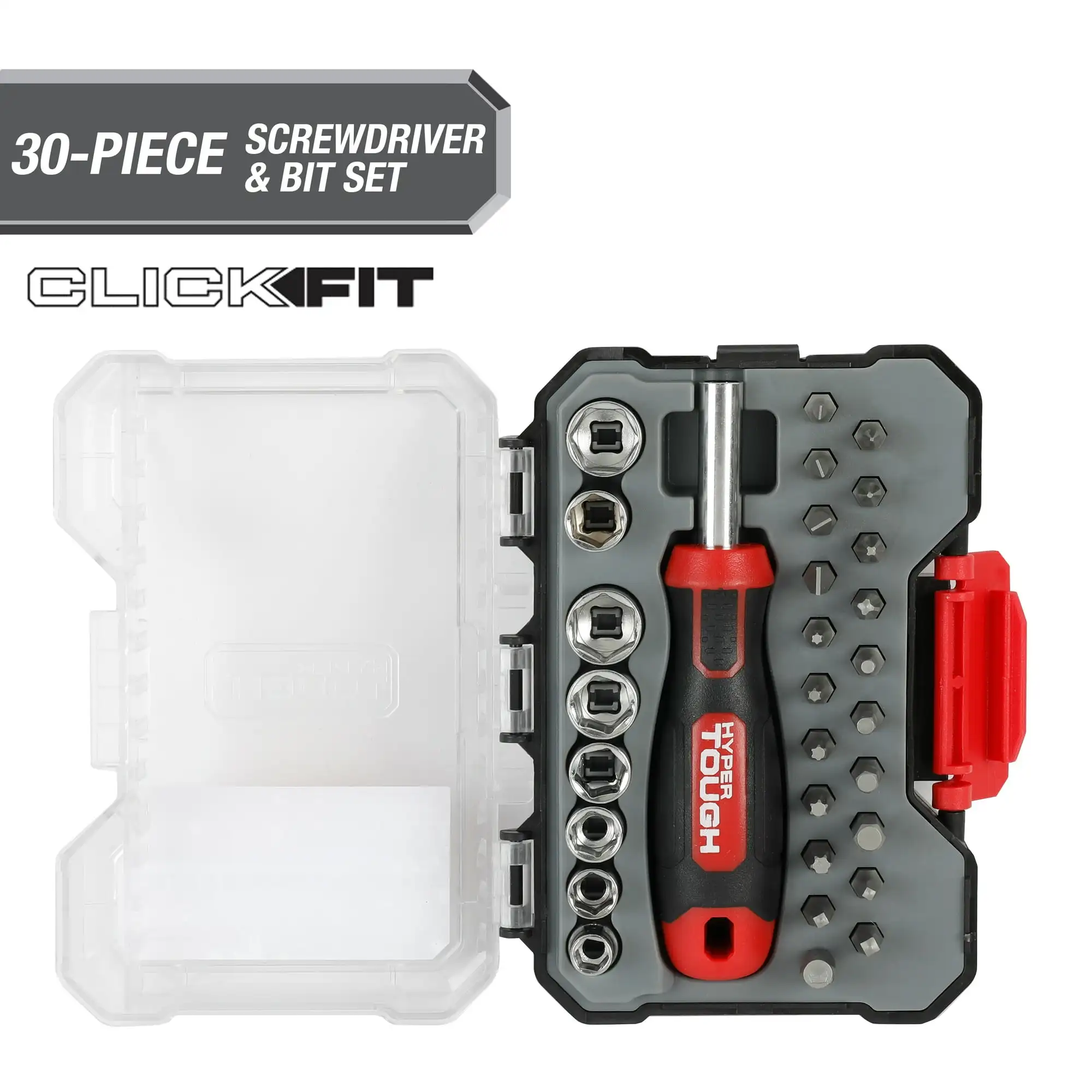 

Hyper Tough 30 Piece Screwdriver and Bit Set in Click Fit™ Case