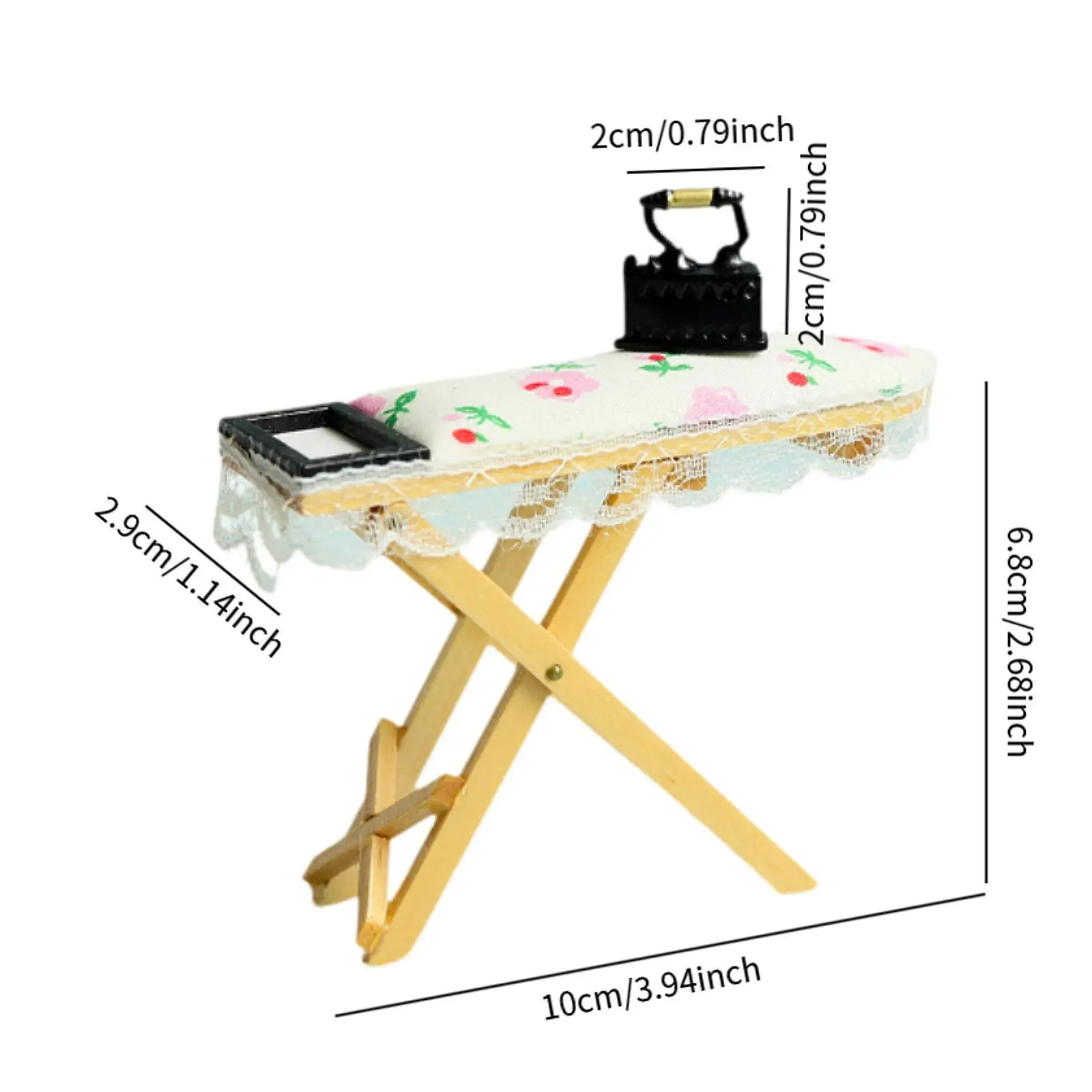 1/12 Dollhouse Ironing Table Photo Props Mini Steam Iron Model for DIY Model