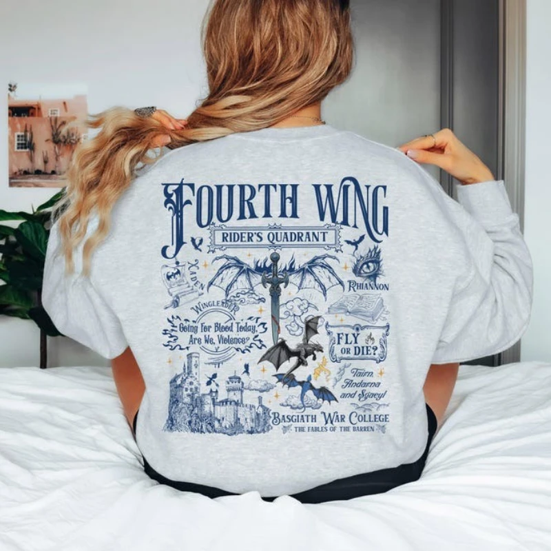 قميص رباعي الجناح الرابع لراكبي الدراجات الخيالية Dragon Merch Basgiath War College Lovers Tairn Xaden Riorson Andarna Empyrean Series