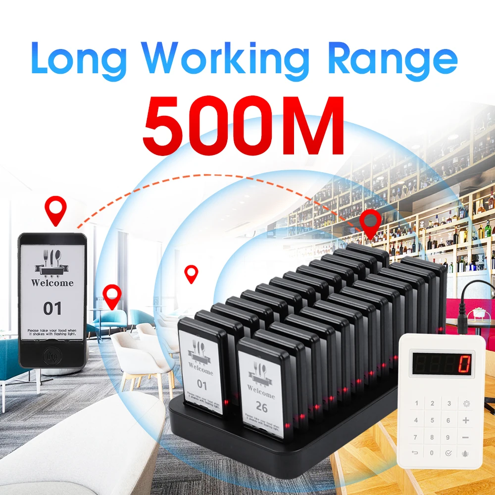 Wireless Restaurant Pager System Waterproof Food Pager Food Truck Beepers for Fast Food Dessert Shop Bar Cafe