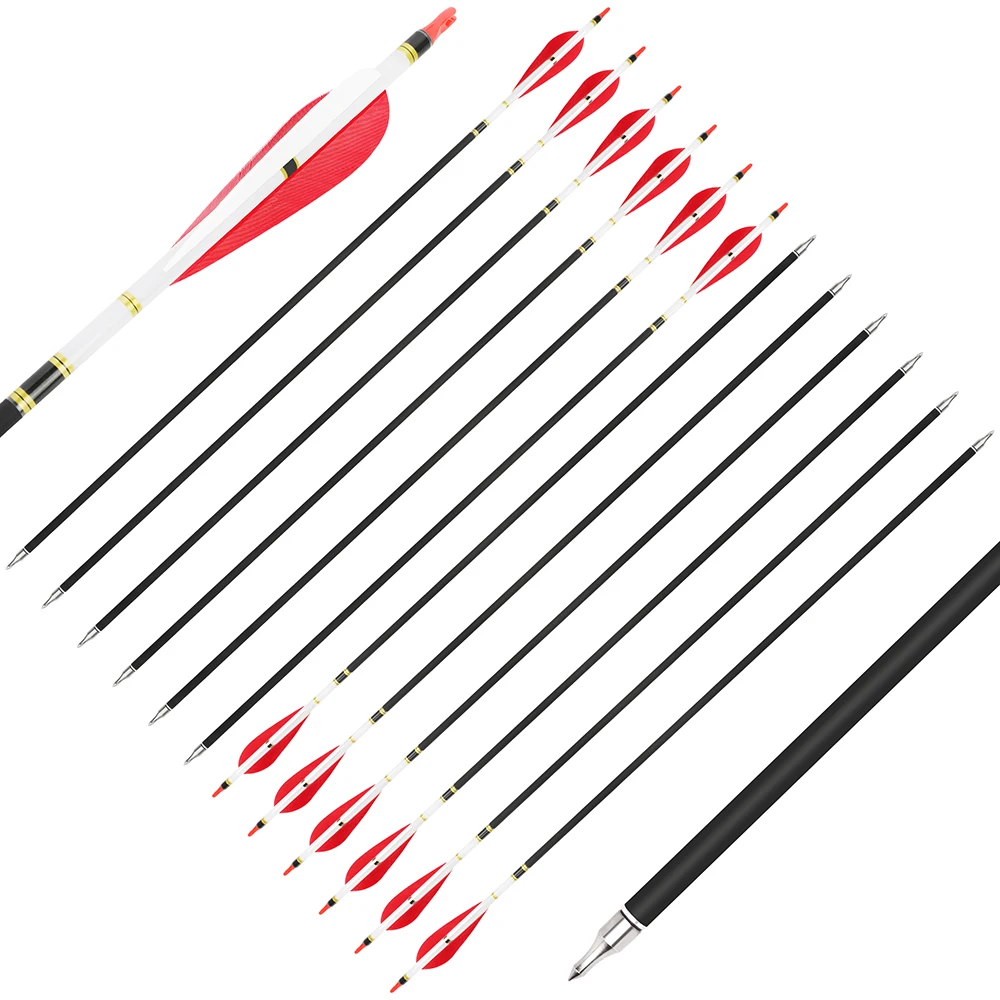 6/12 قطعة سهم كربون مختلط الرماية 100 جرام رأس السهم Spine500 4/5 بوصة قطرة الماء تركيا السهم ريشة قوس الرماية الصيد الرماية