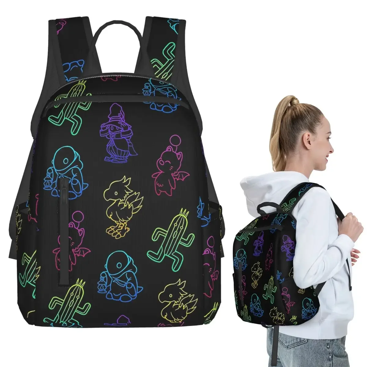 

Final Fantasy Outlines Backpack Student Boys Girls BookBag Kids School Bag Laptop Shoulder Bags for Men Women