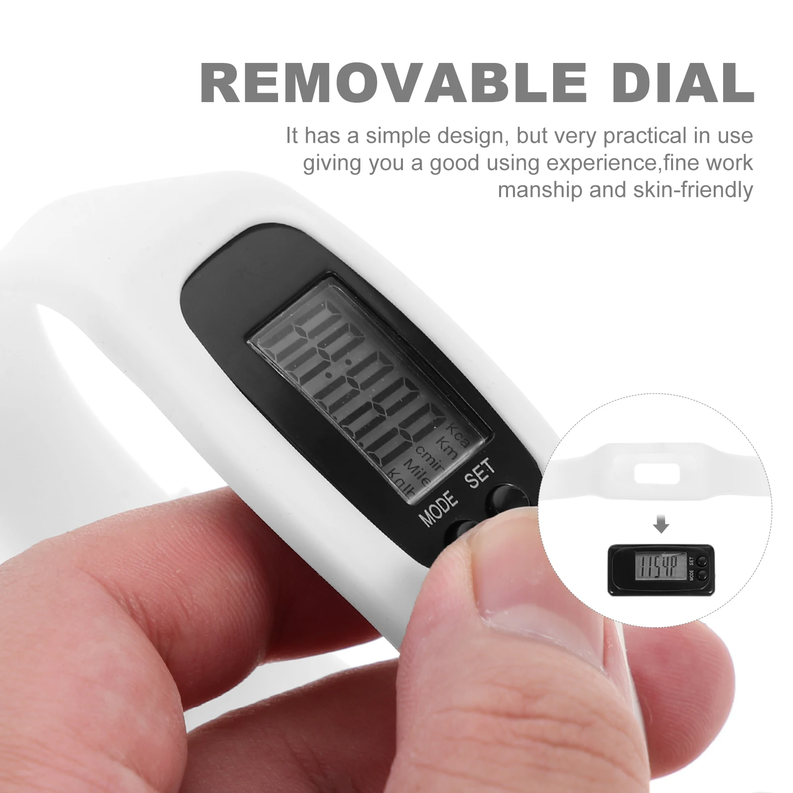 Pedometer Watch Step Counter Bracelet Silicone Adult White Simple Design Multi Function Fitness Tracker Wristband