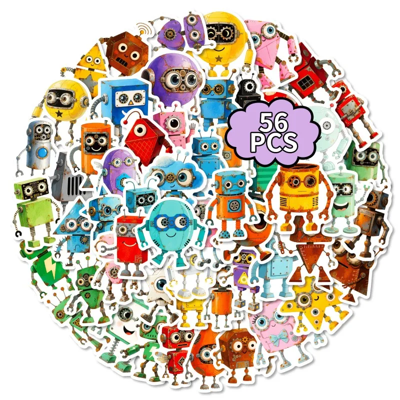 56PCS Cartoon Persönlichkeit Roboter Kreative Graffiti Dekorative Aufkleber