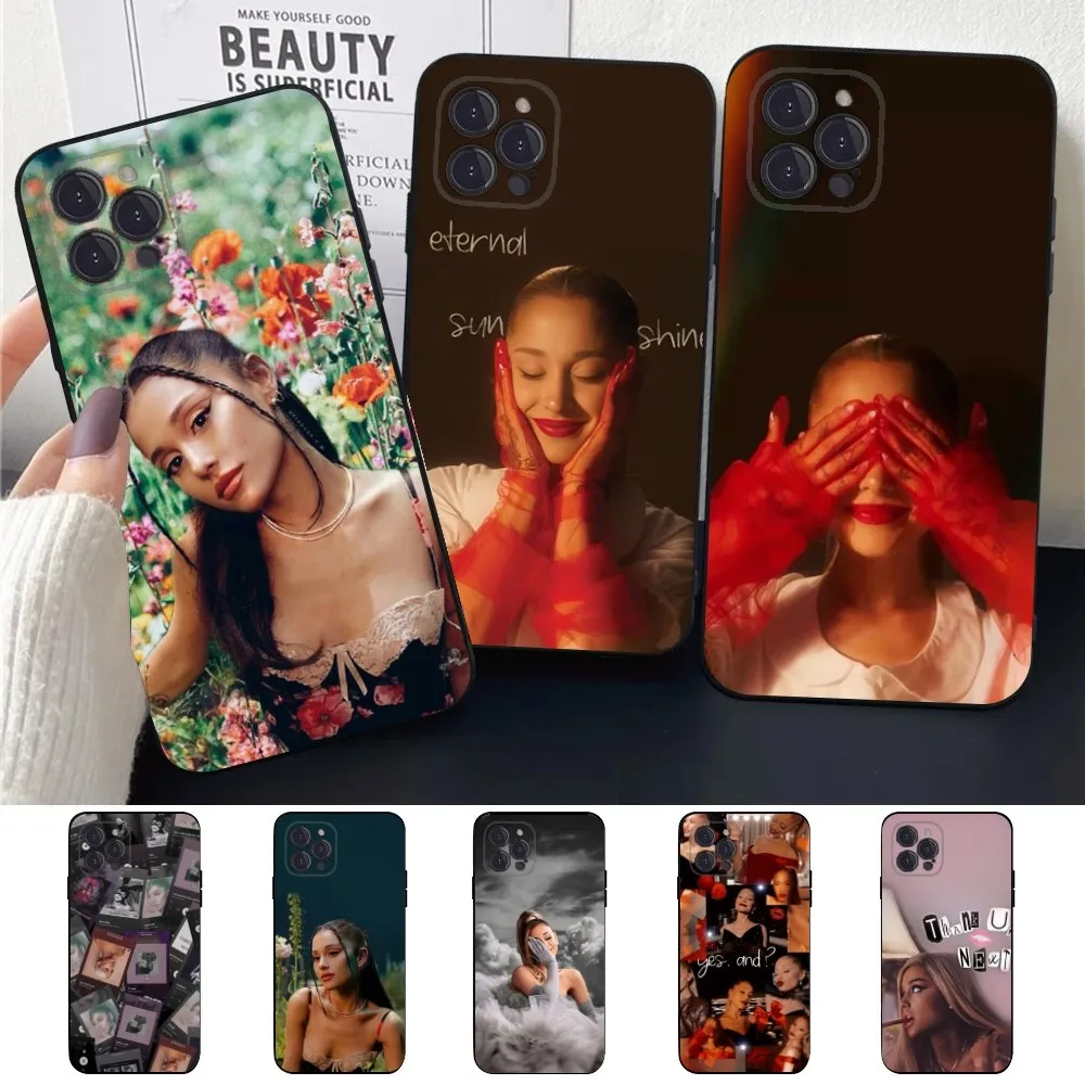 Ariana G-Grande  Phone Case For Apple iPhone 15,14,13,12,11,XS,XR,X,8,7,Pro,Max,Plus,mini Silicone Black Cover