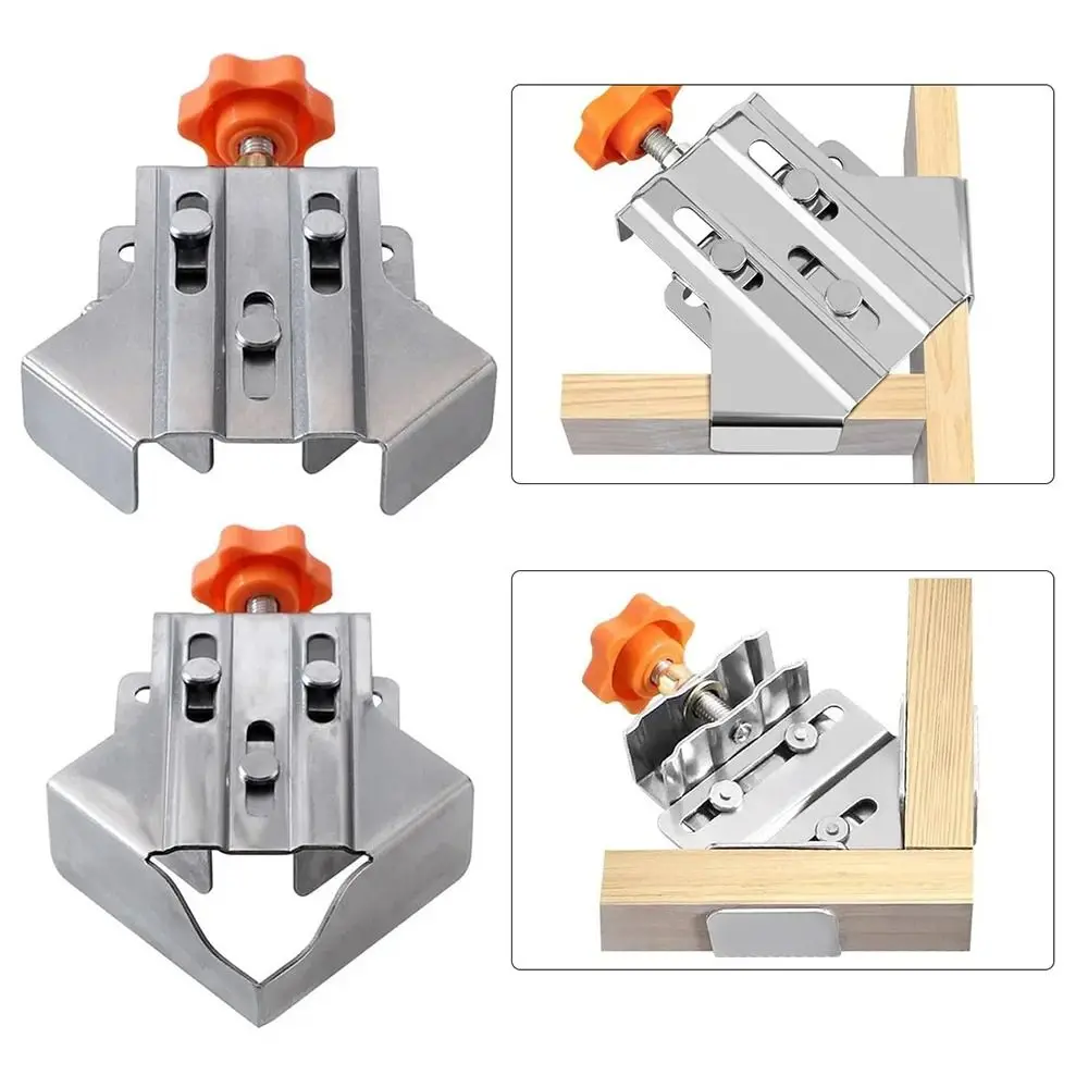 

1Pcs Stainless Steel Woodworking Right Angle Clamp Adjustable Swing Jaw Splicing Clamp Locator 90 Degree DIY Framing Clip