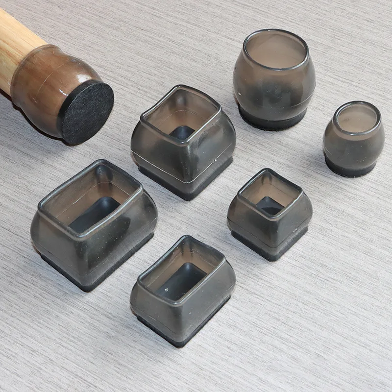 4 Pcs Thickened Multi-shape Leg Protector with Felt Bottom Brown Transparent Round Chair Leg Protector Anti-friction