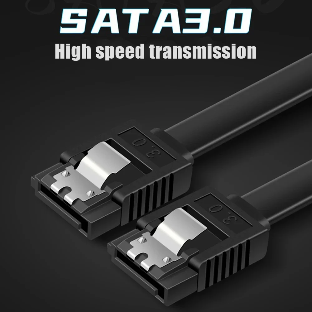 SATA 3.0 Data Cable 90 Degree Right Angle Straight SATA 6.0 Gbps Cable Black with Locking SATA Cable For HDD SSD CD DVD Drives