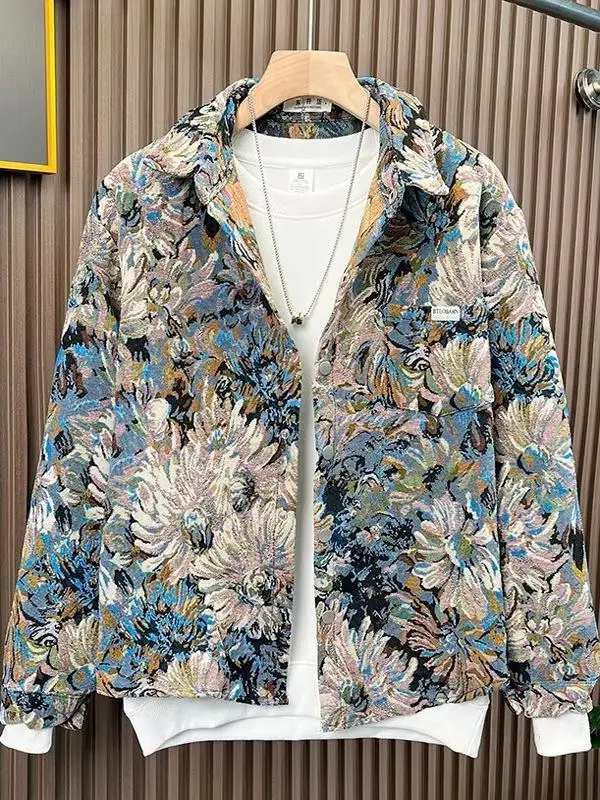 

Весенне-осенний джет с вышивкой ромашки, мужское модное винтажное свободное тонкое длинное повседневное пальто с воротником све, молодежное пальто