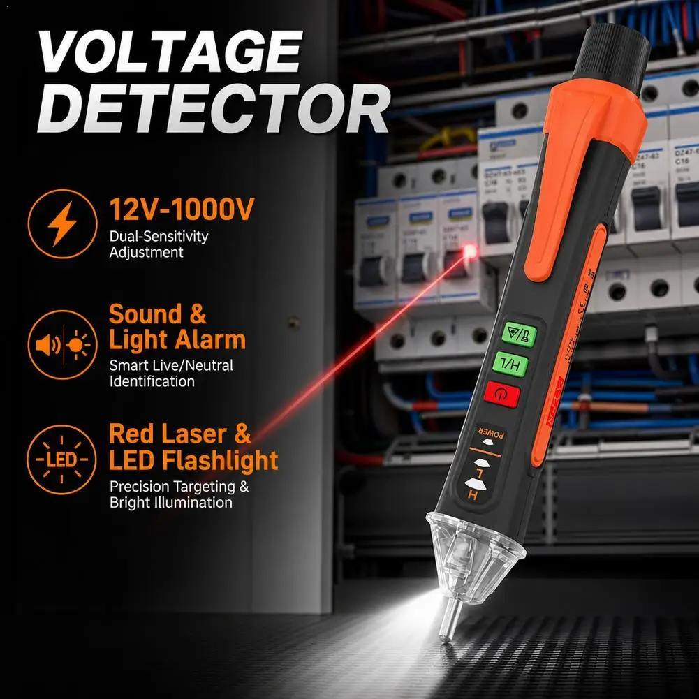 T02A Voltage Detector Electrical Pen AC Voltage Tester Smart Breakpoint Finder 12-1000V Non-Contact T02B Voice Broadcast