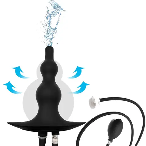 Silicone Inflatable Enema Anal Plug with Pump - Expandable Butt Plug for Anal Cleaning & Douche Play